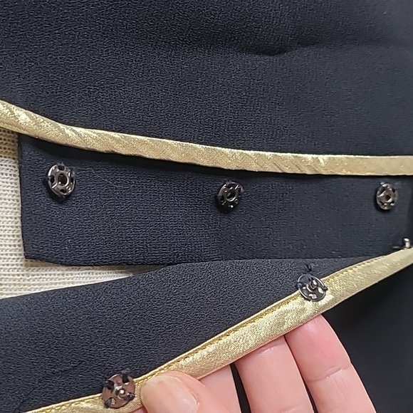 Jacket Size 16 Black Gold Lame Piping Evil Eye Embellished Unique Funky Handmade - Picture 6 of 8